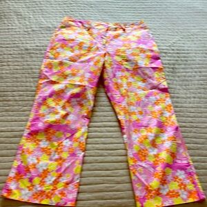 Vintage Lilly Pulitzer pink firefly cotton pants size 8.